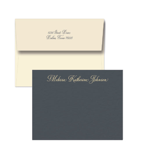 colored stationery cards with foil stamp personalization by the essenetial market