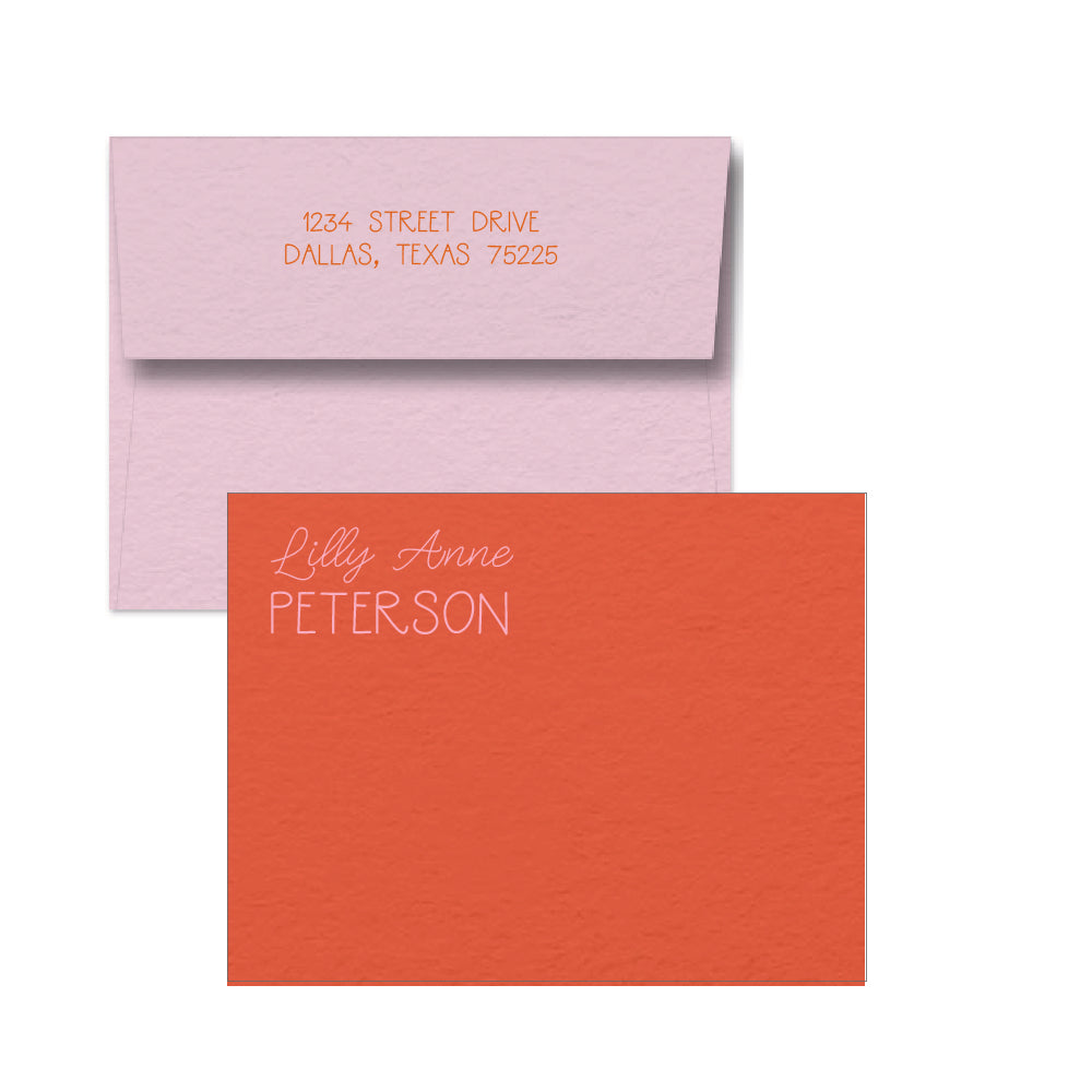 colored stationery cards with foil stamp personalization by the essenetial market