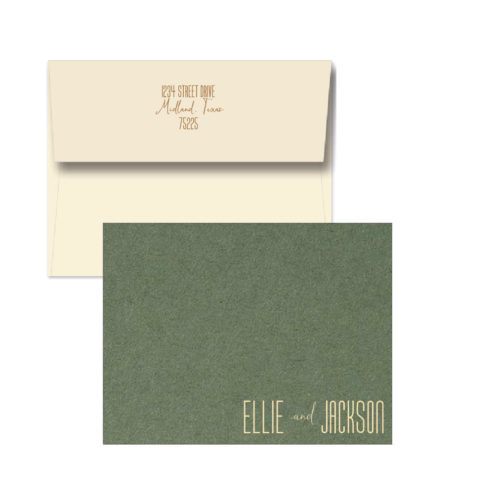 colored stationery cards with foil stamp personalization by the essenetial market