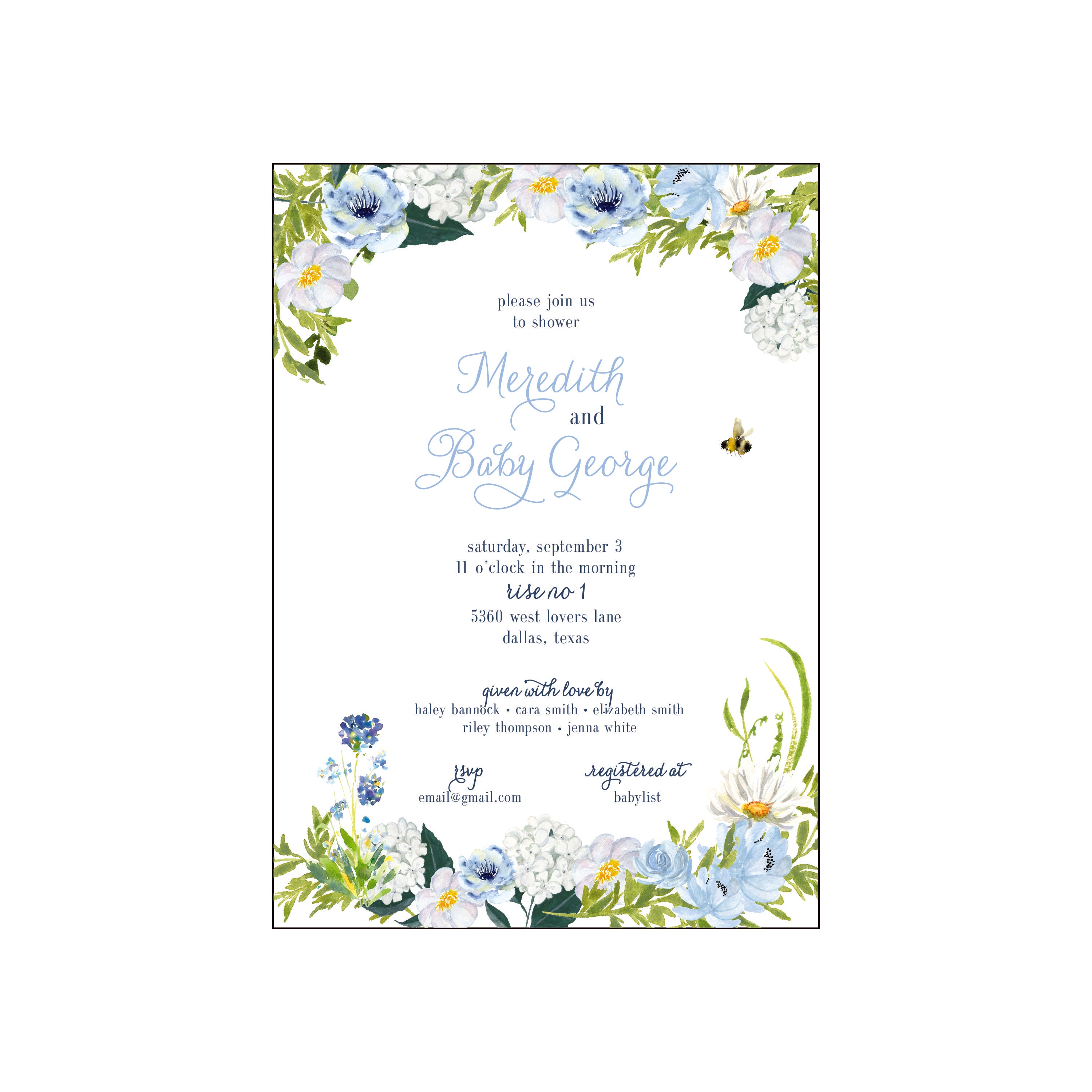 blue florals | invitation