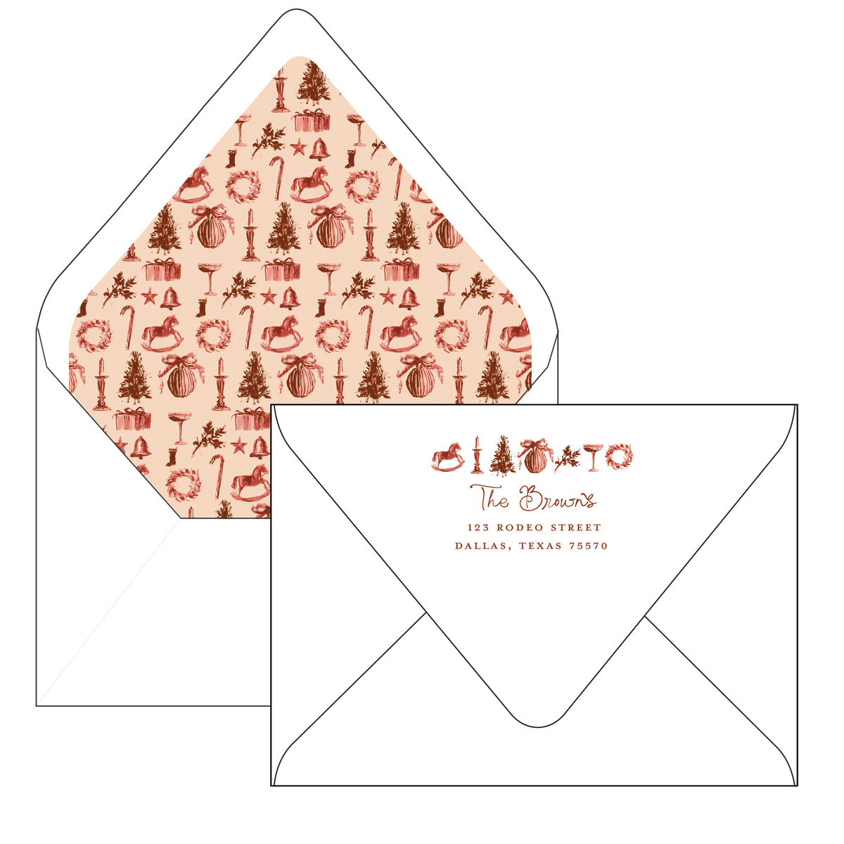 patterned christmas | holiday card | flat print | die-cut shape