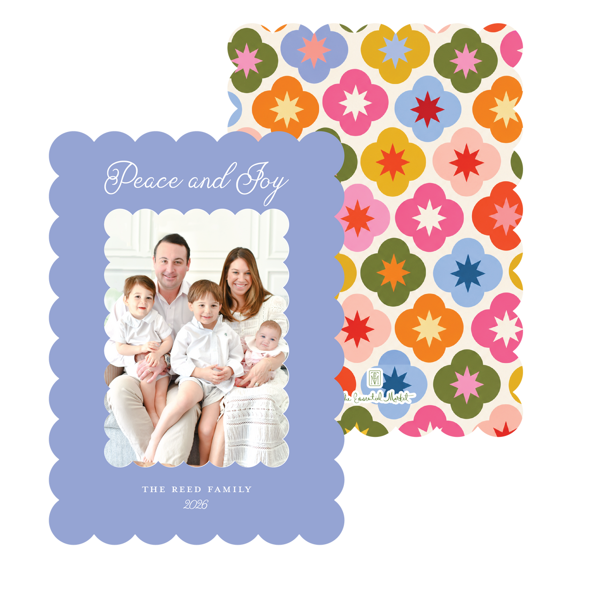 peace and love periwinkle | holiday card | flat print | die-cut shape