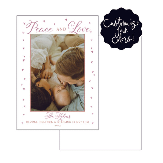 peace love and hearts | holiday card | digital print
