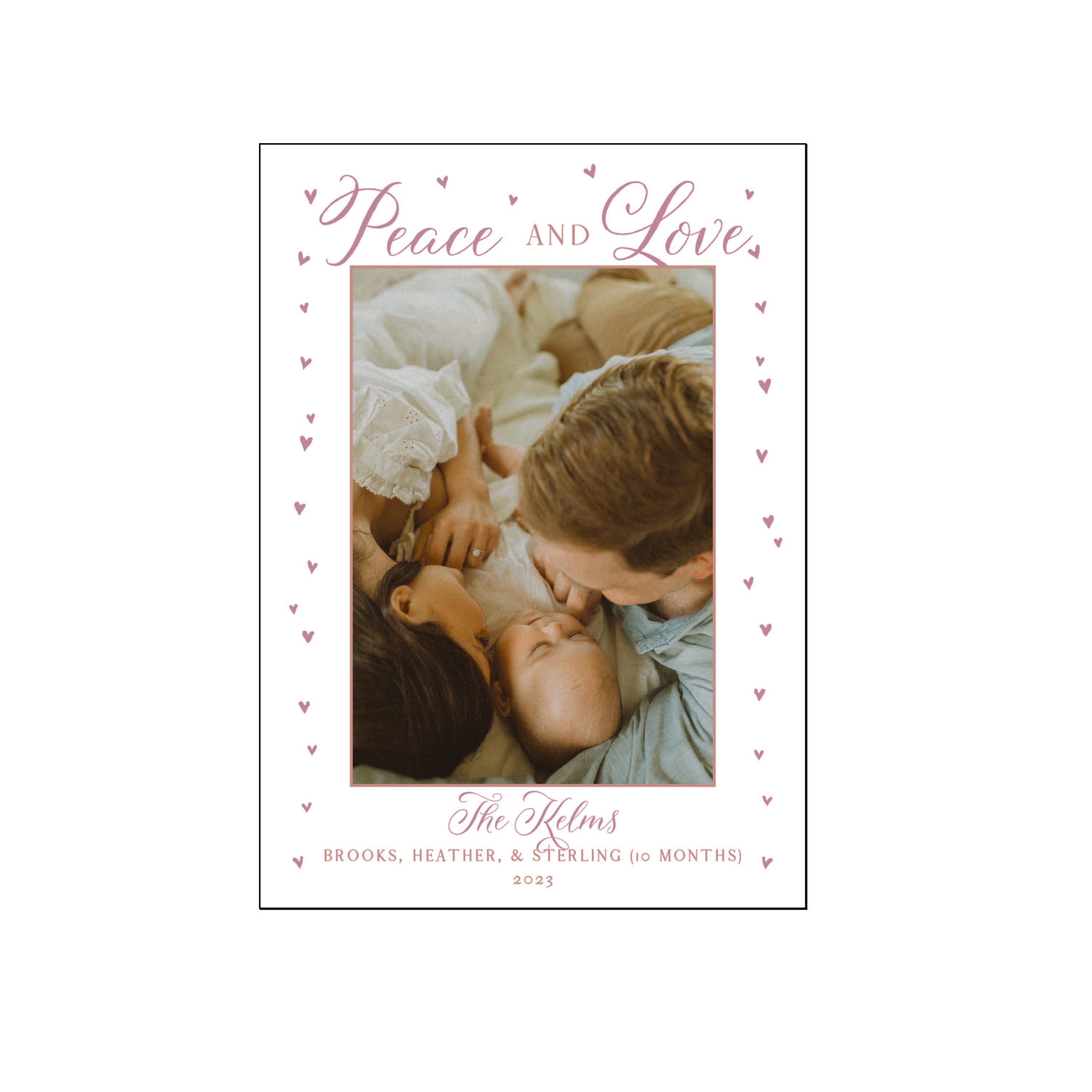 peace love and hearts | holiday card | letterpress