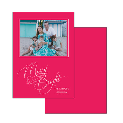 merry and bright script | holiday card | foil-stamped