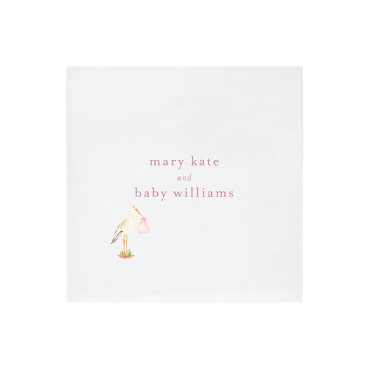 baby girl stork | napkins | 3ply or linen