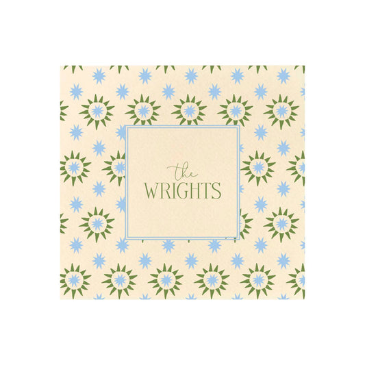 blue and olive starburst | napkins | 3ply or linen