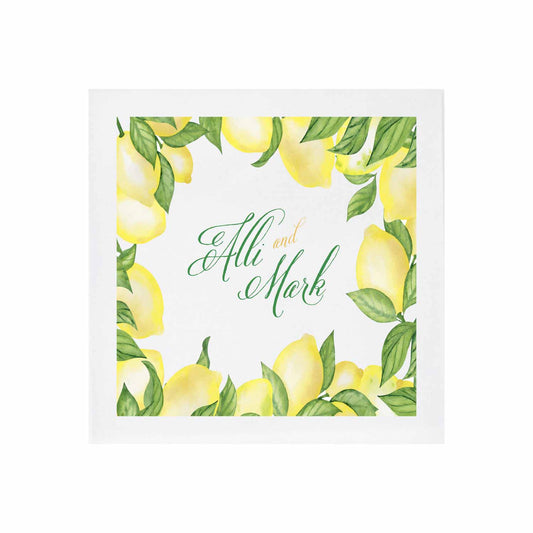 green and white personalized cocktail napkins