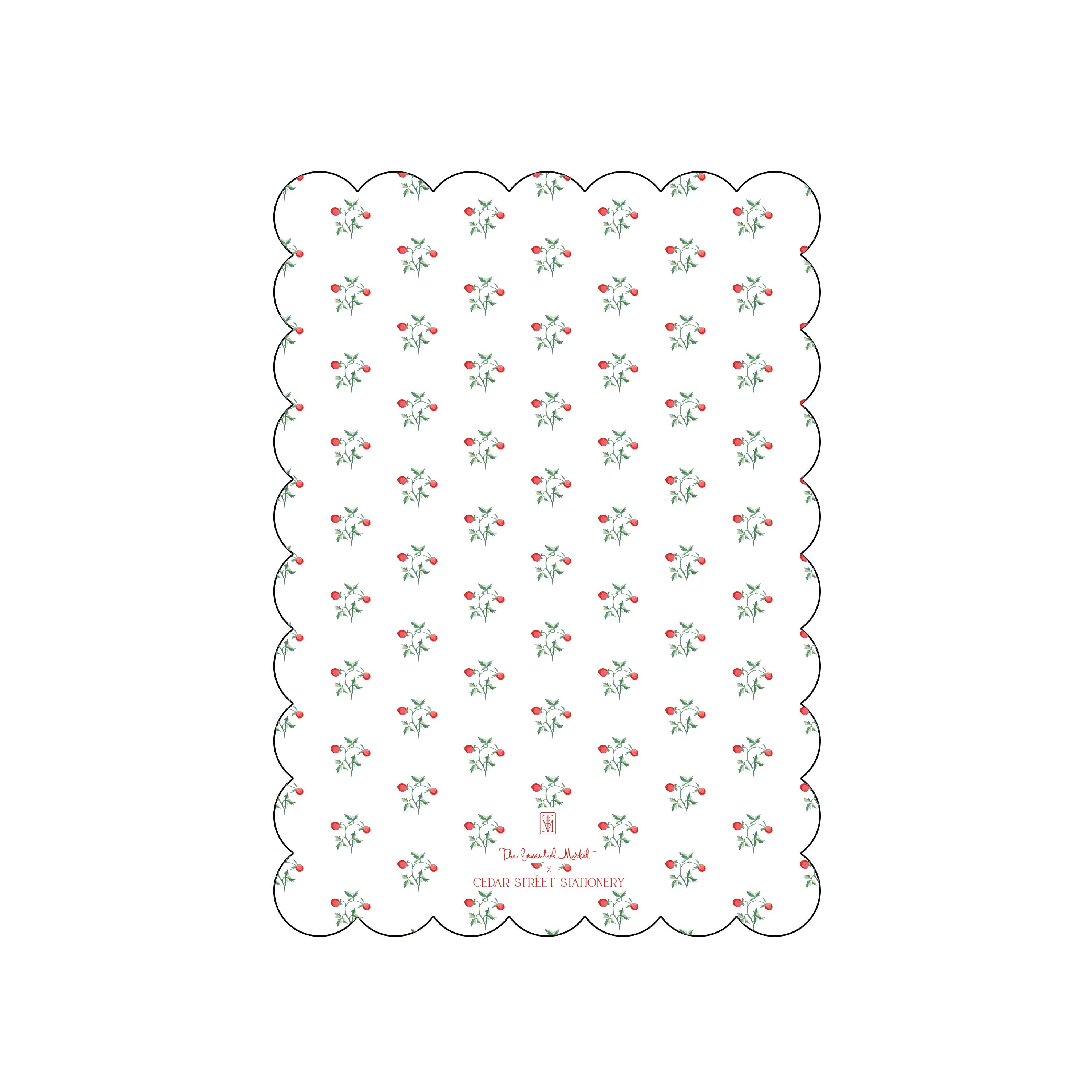 holly berries | holiday card | cedar street stationery | scallop shape
