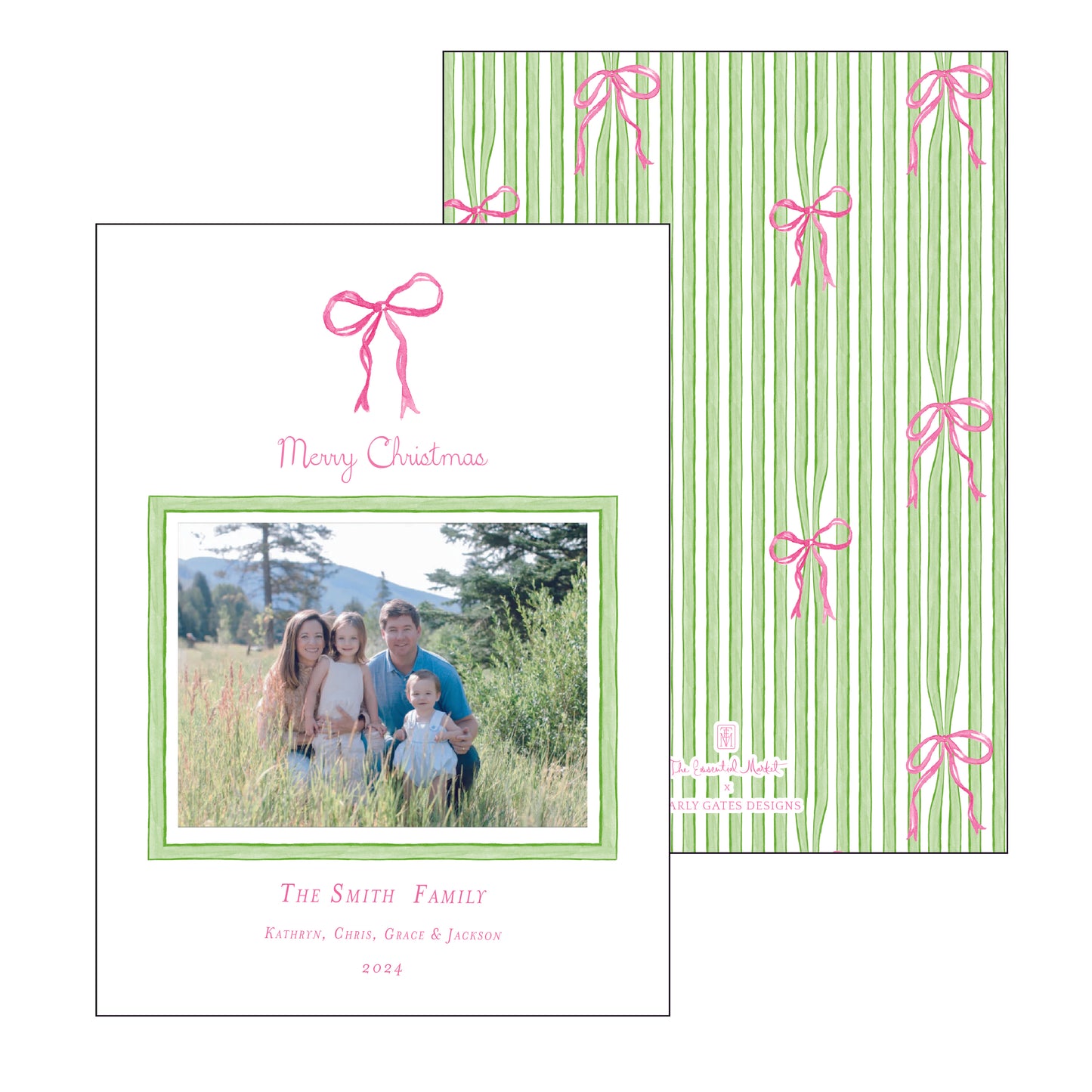 bow stripes | holiday card | pearly gates designs