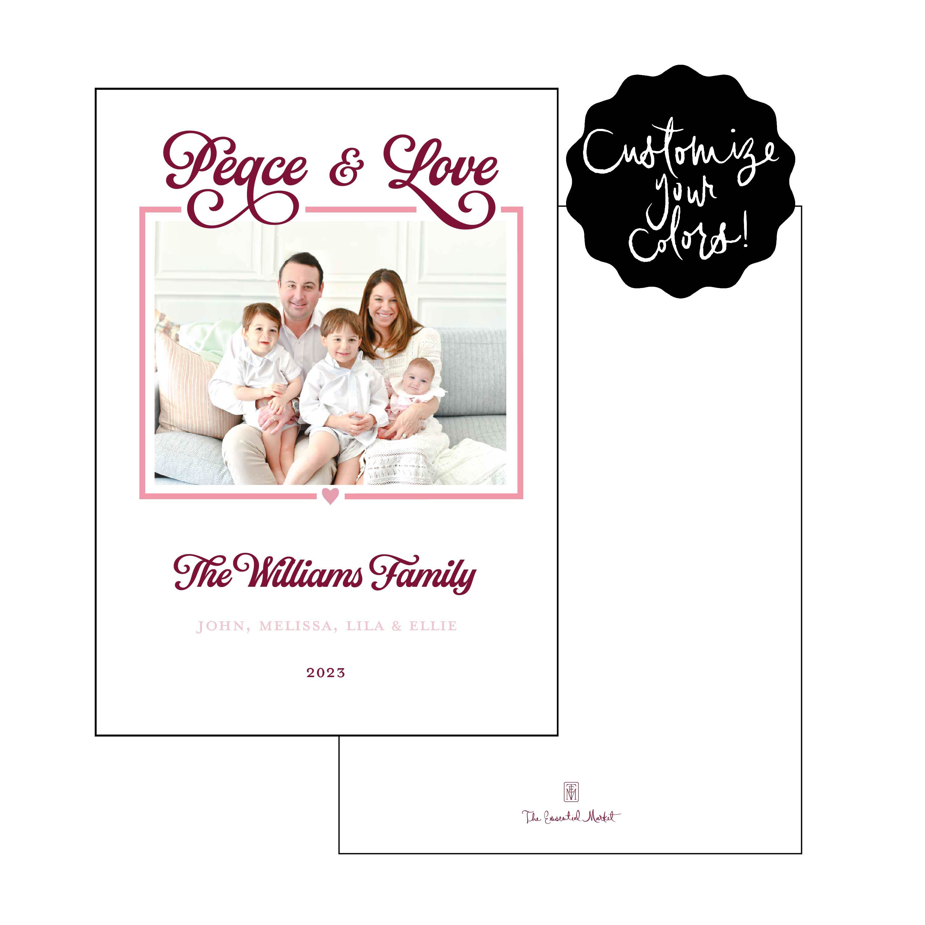 festive peace and love | holiday card | letterpress