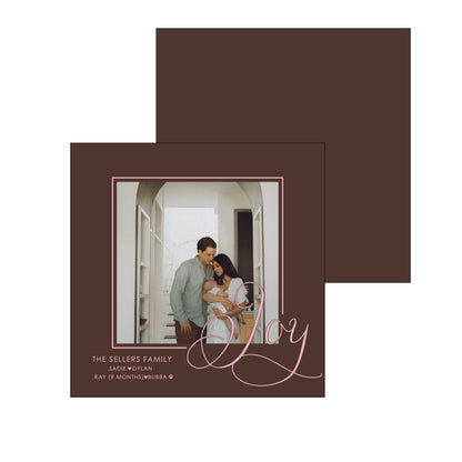 joy script | brown & pink | holiday card | digital printed