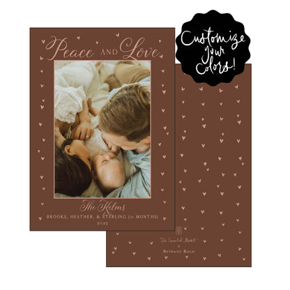 peace and love hearts | holiday card | foil-stamped