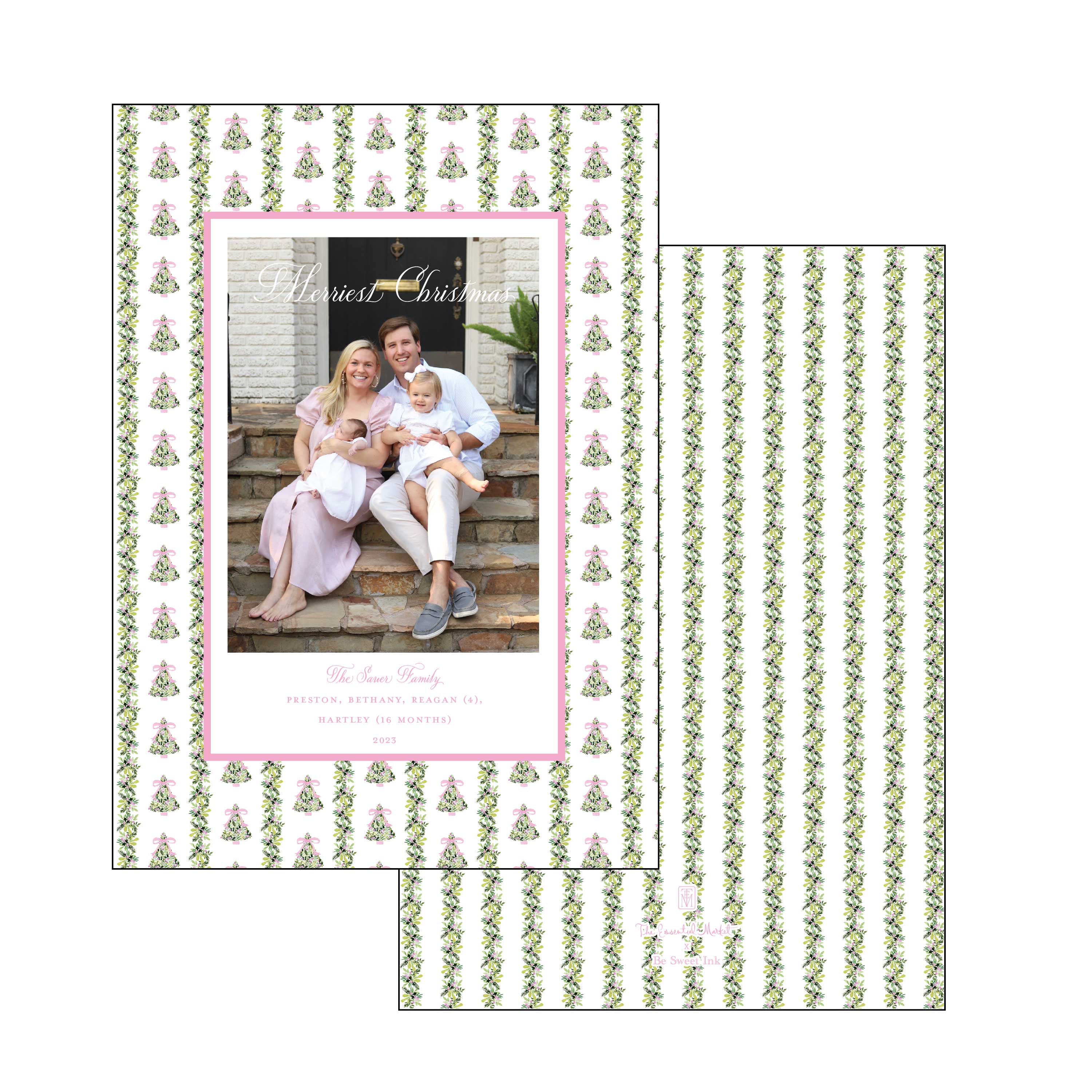 pink tree | holiday card | be sweet ink