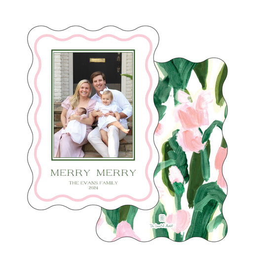 wavy pink florals | holiday card | digital print