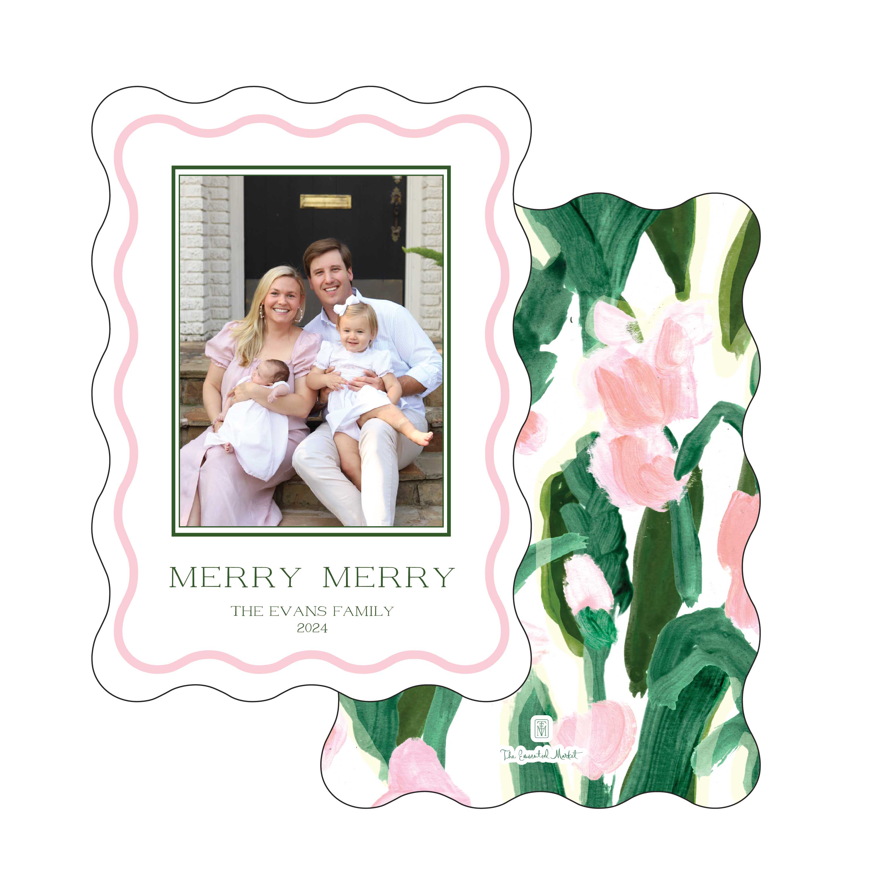 wavy pink florals | holiday card | digital print | wavy shape