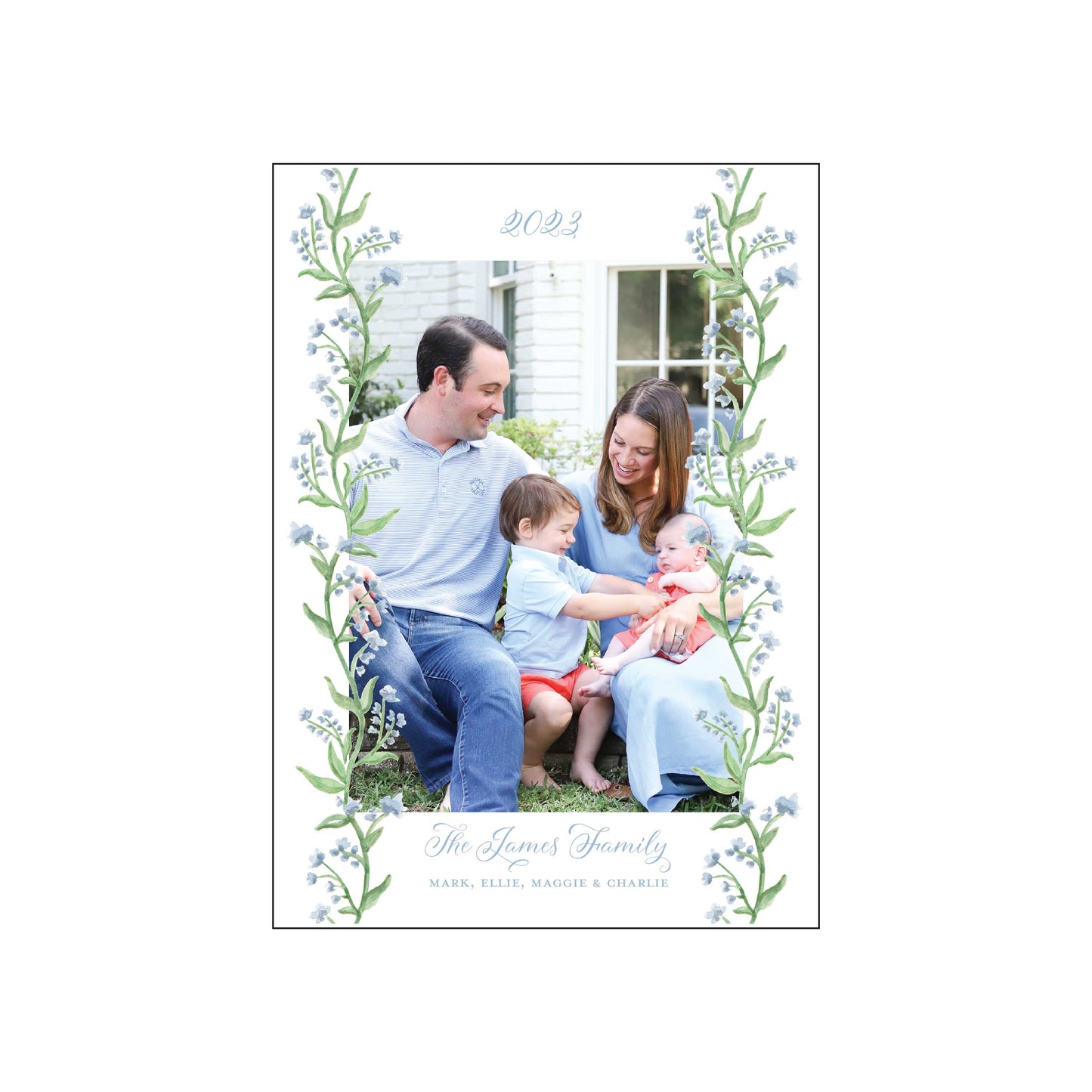 blue floral | holiday card | pearly gates designs