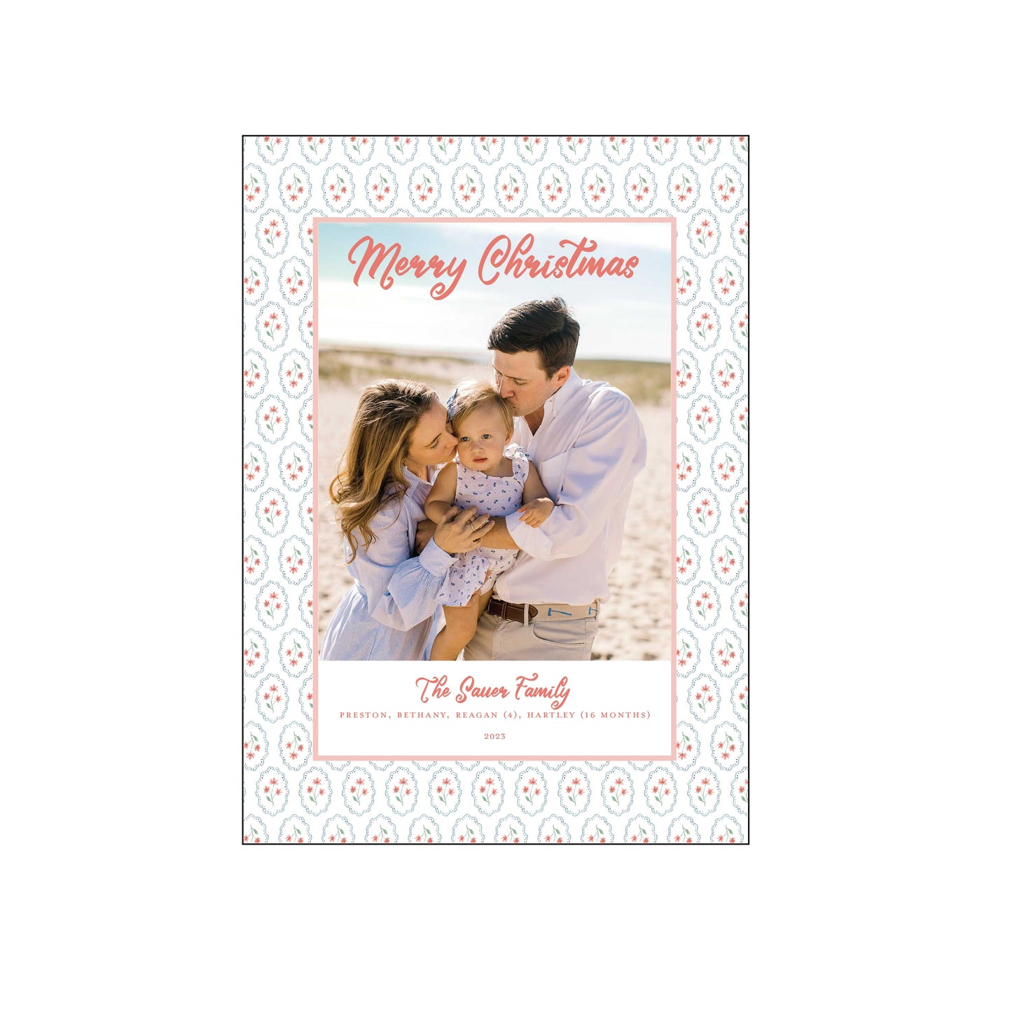 coral christmas | holiday card | be sweet ink