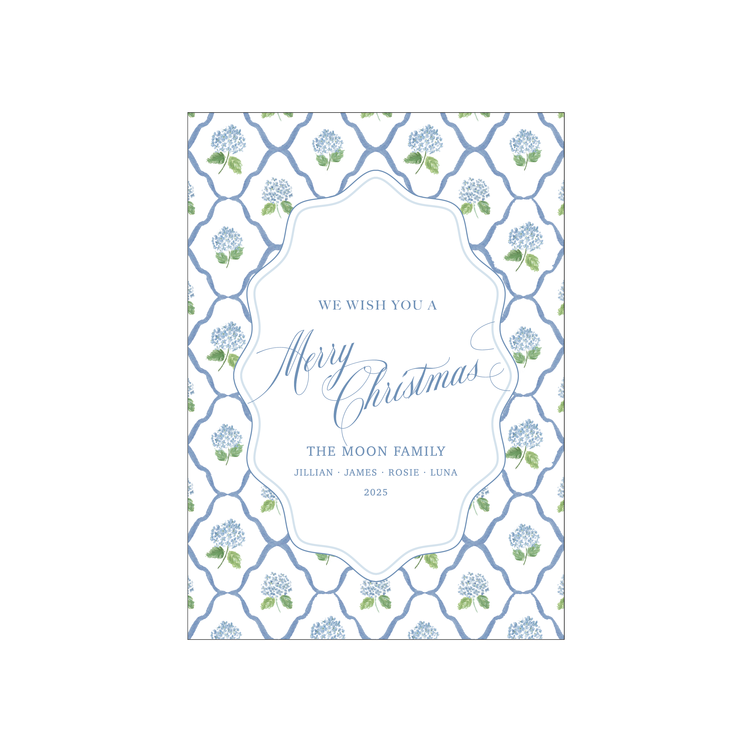 diamond blue hydrangea | holiday card | digital printed