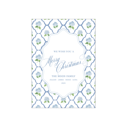 diamond blue hydrangea | holiday card | digital printed