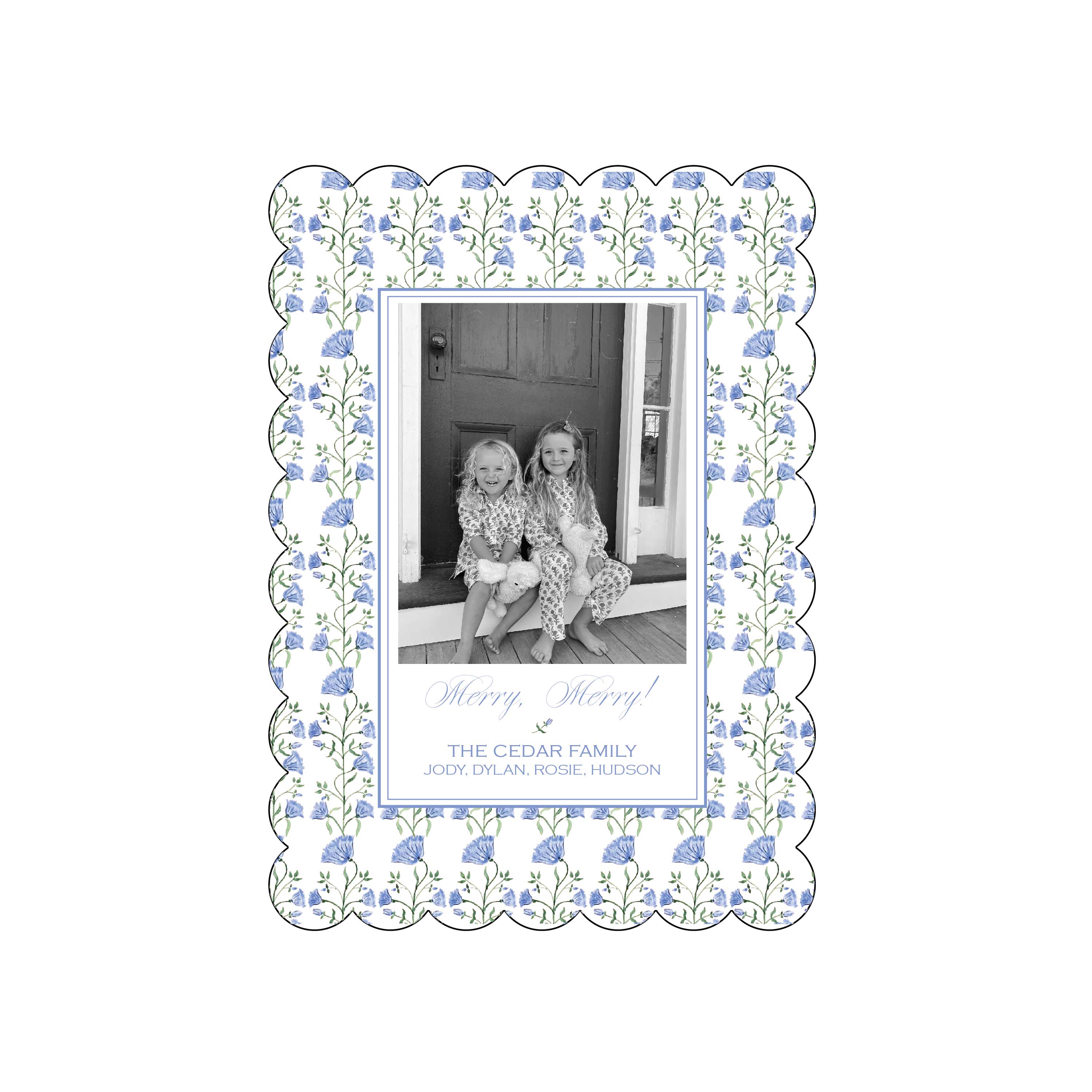 double block print | holiday card | cedar street stationery | scallop shape