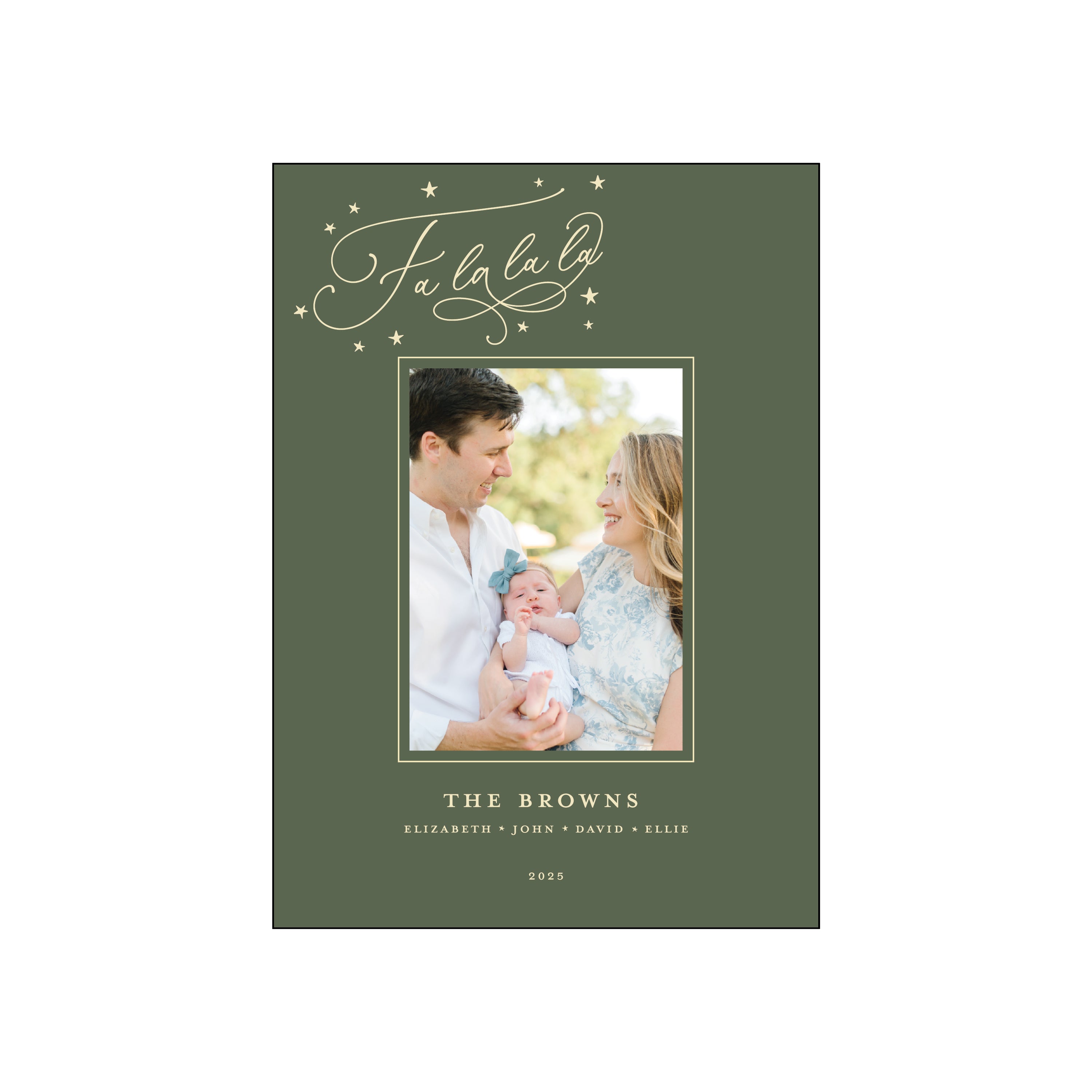 fa la la script | holiday card | foil-stamped