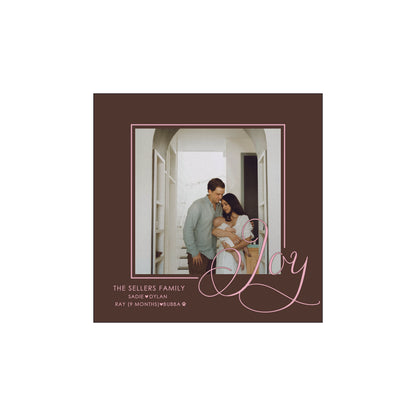 joy script | brown & pink | holiday card | digital printed