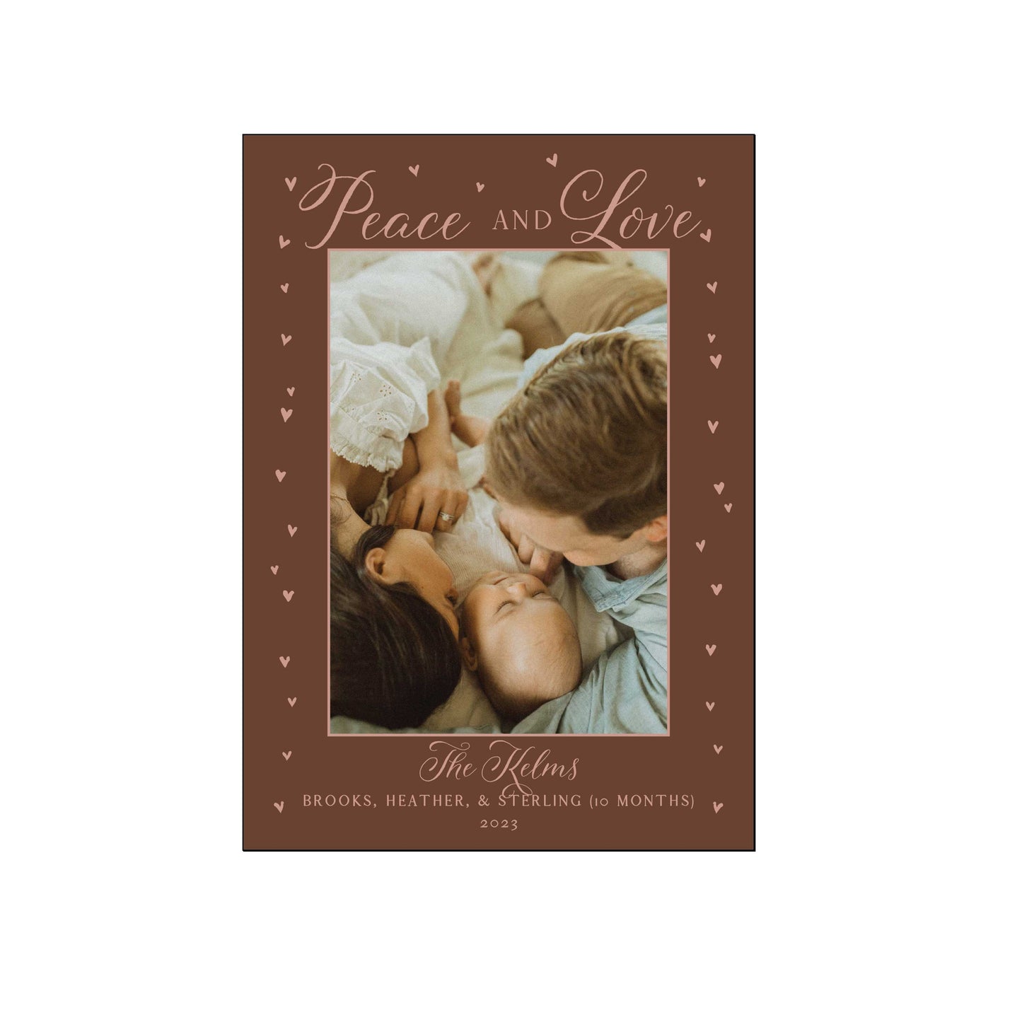peace and love hearts | holiday card | foil-stamped