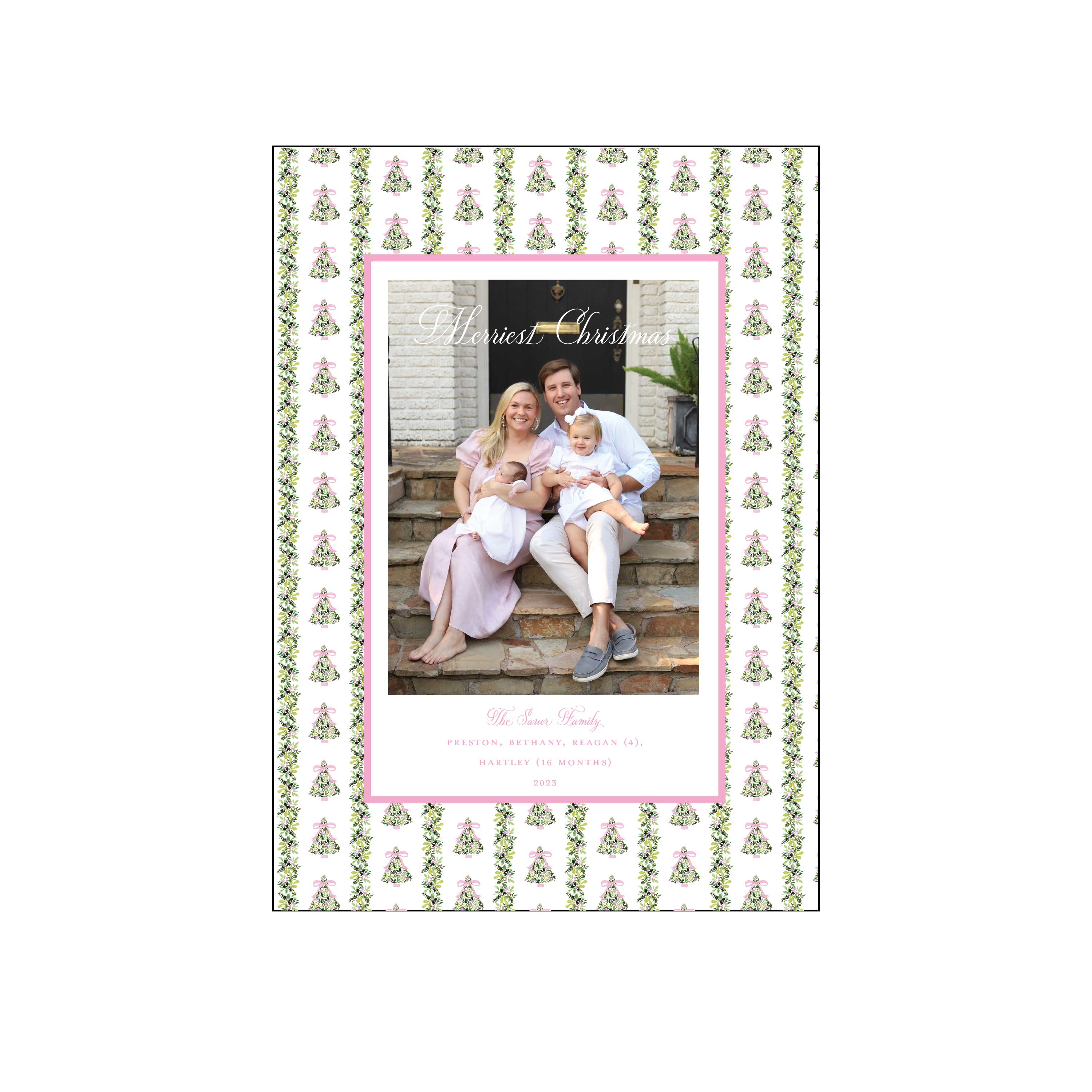 pink tree | holiday card | be sweet ink