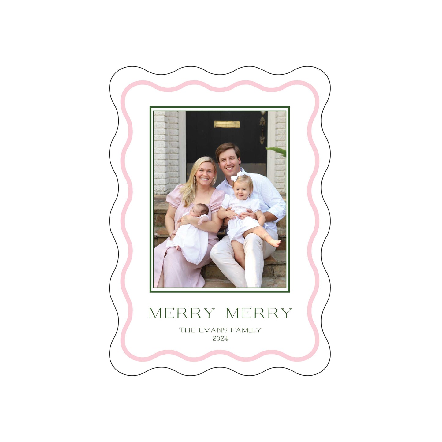wavy pink florals | holiday card | digital print