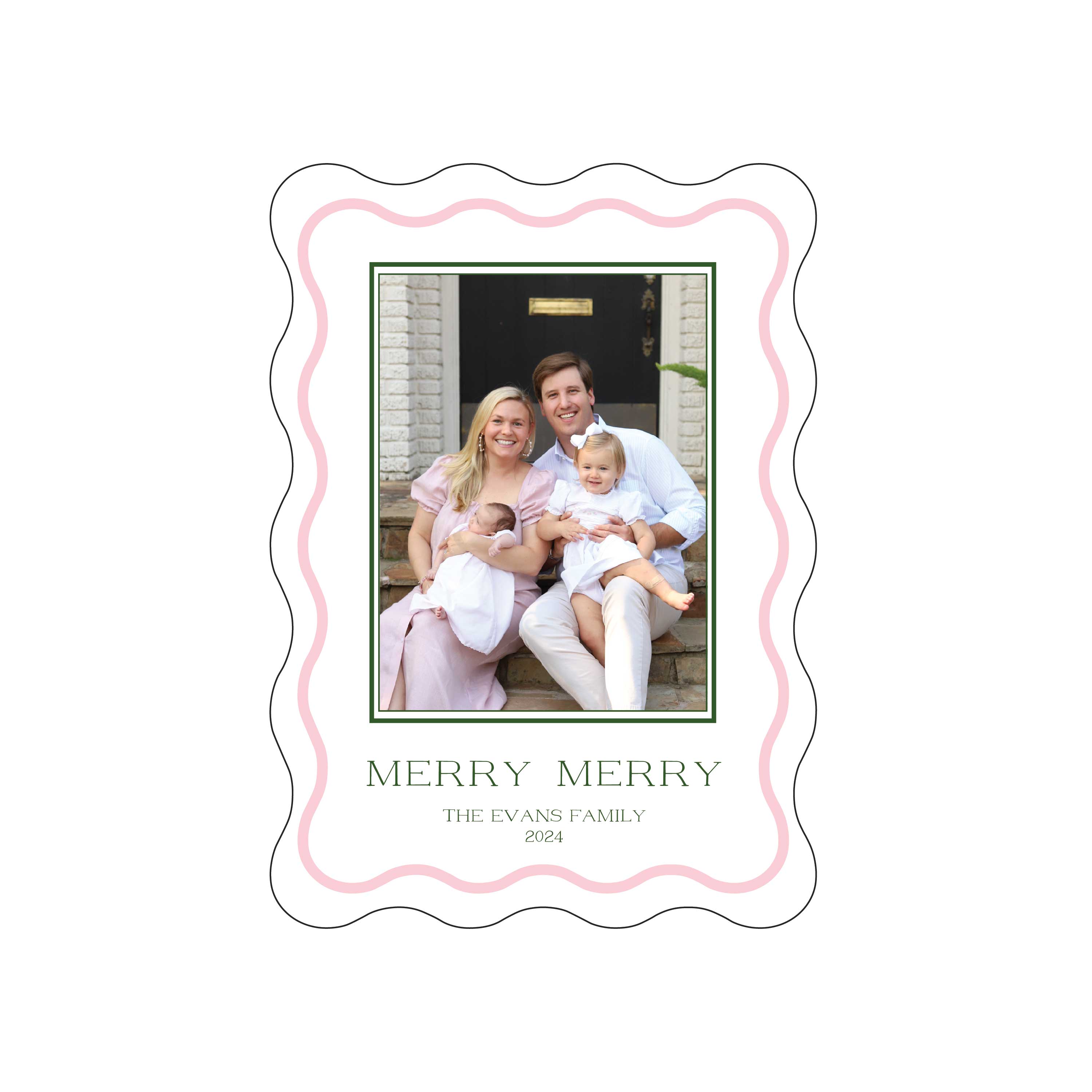 wavy pink florals | holiday card | digital print | wavy shape