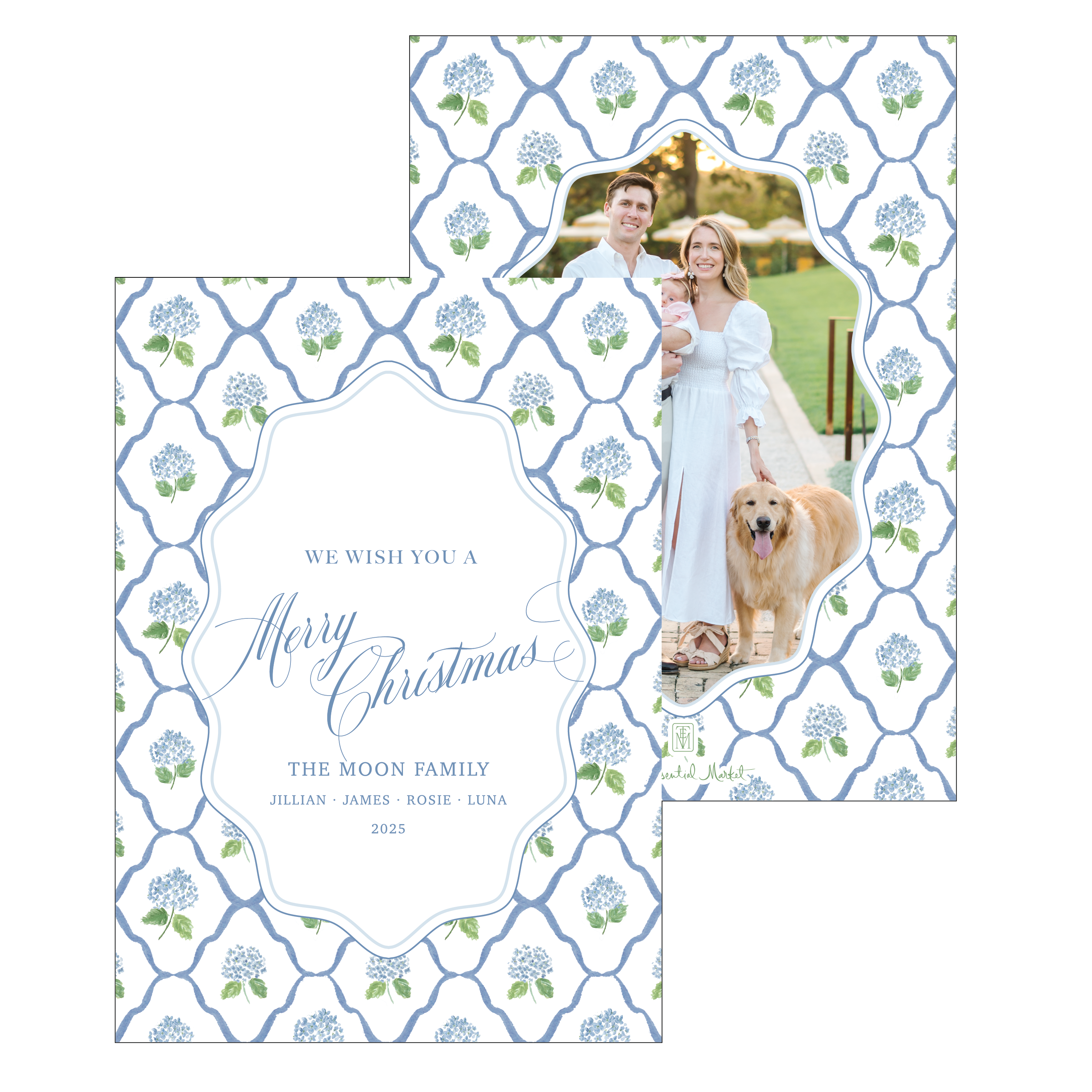 diamond blue hydrangea | holiday card | digital printed