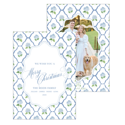 diamond blue hydrangea | holiday card | digital printed