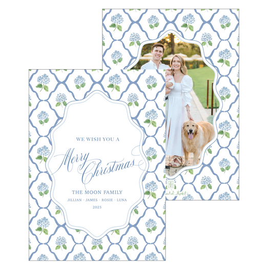 diamond blue hydrangea | holiday card | digital printed