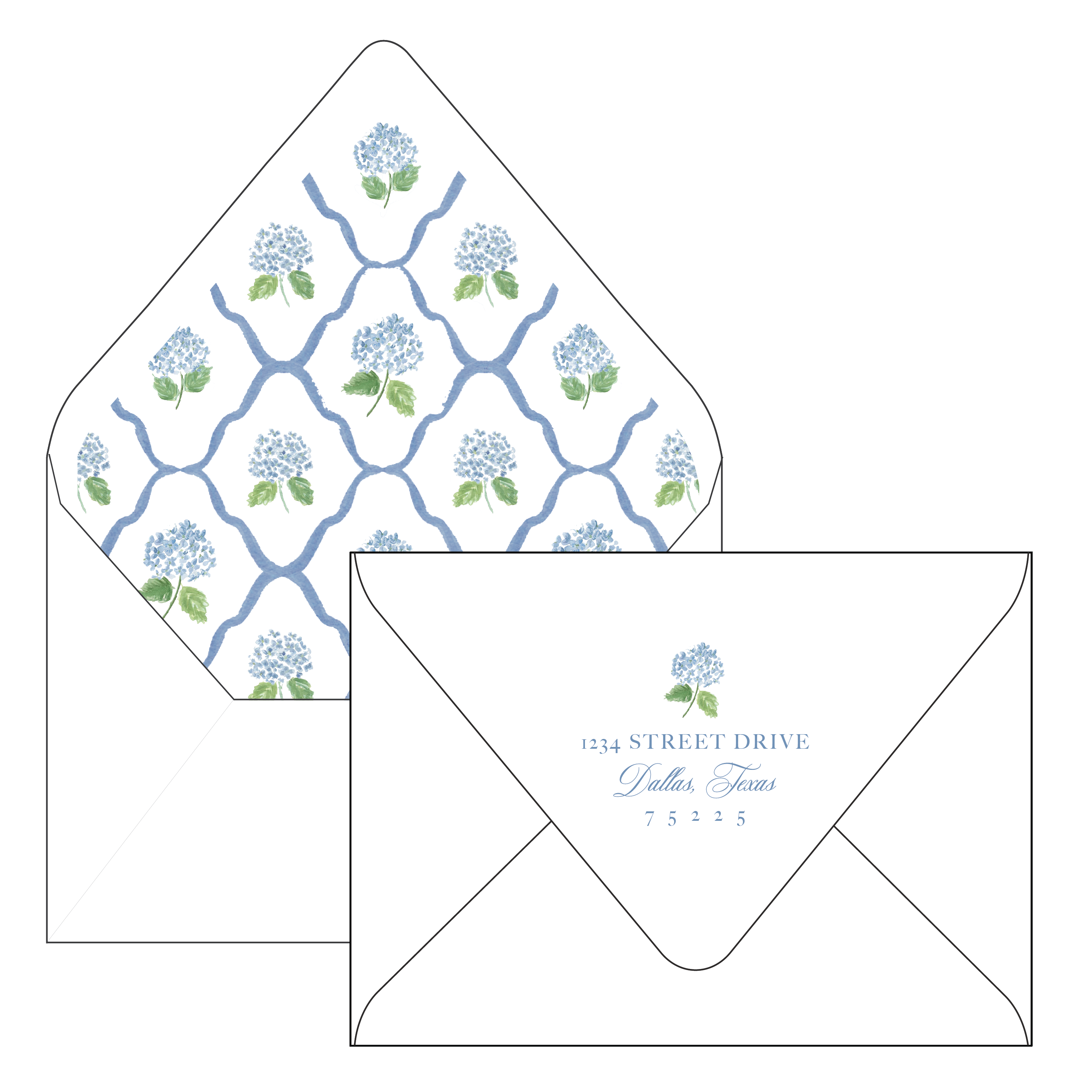 diamond blue hydrangea | holiday card | digital printed