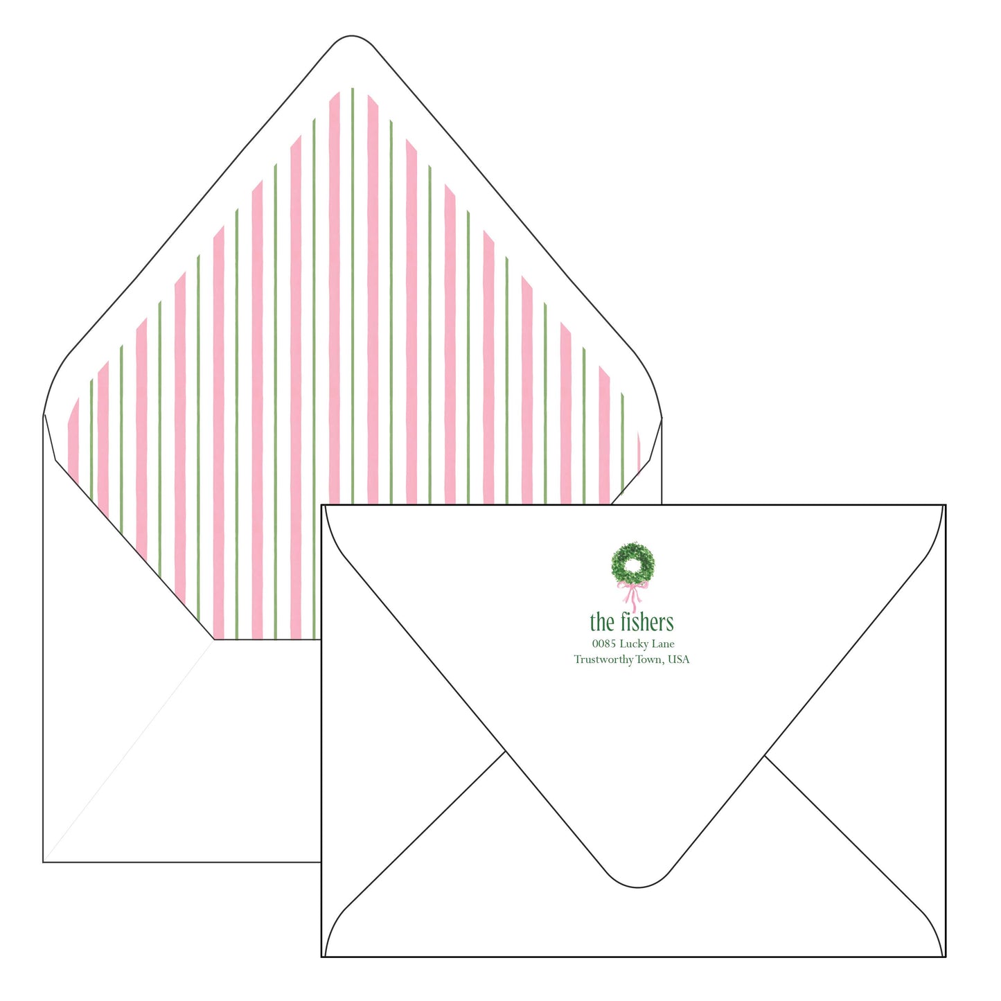 beautiful bow in pink and green | holiday card | elaina fagan design