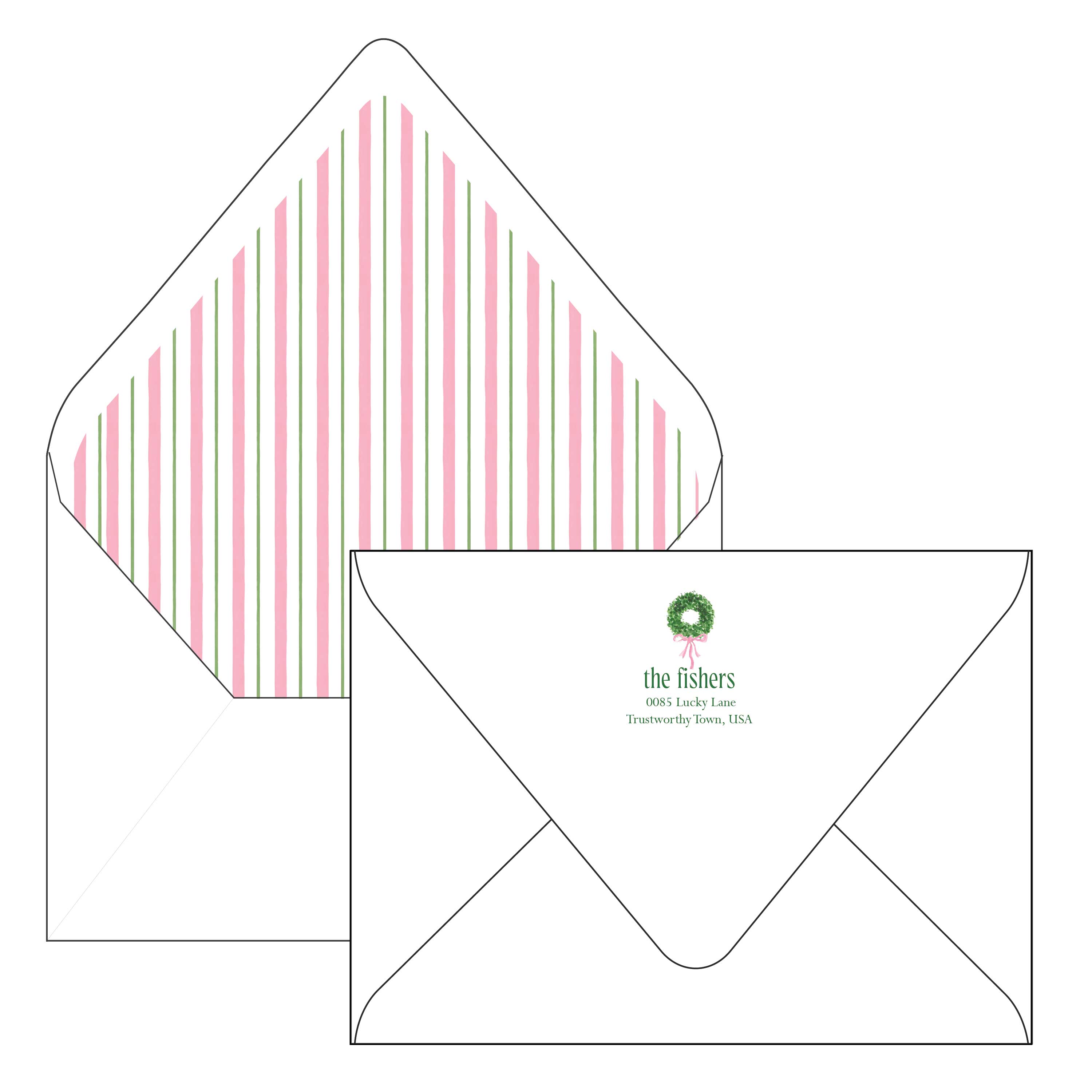 beautiful bow in pink and green | holiday card | elaina fagan design