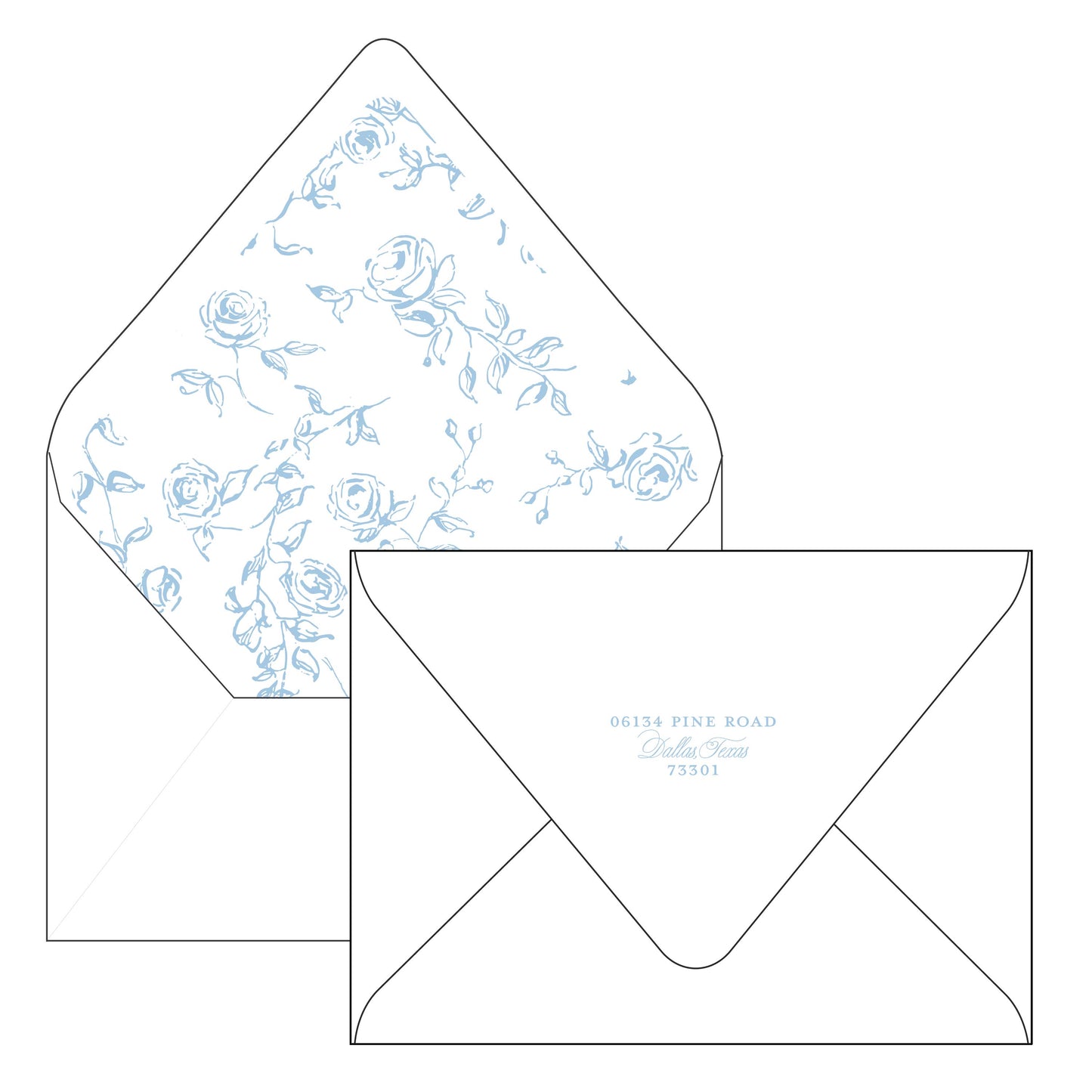 pretty blue floral christmas | holiday card | digital printed