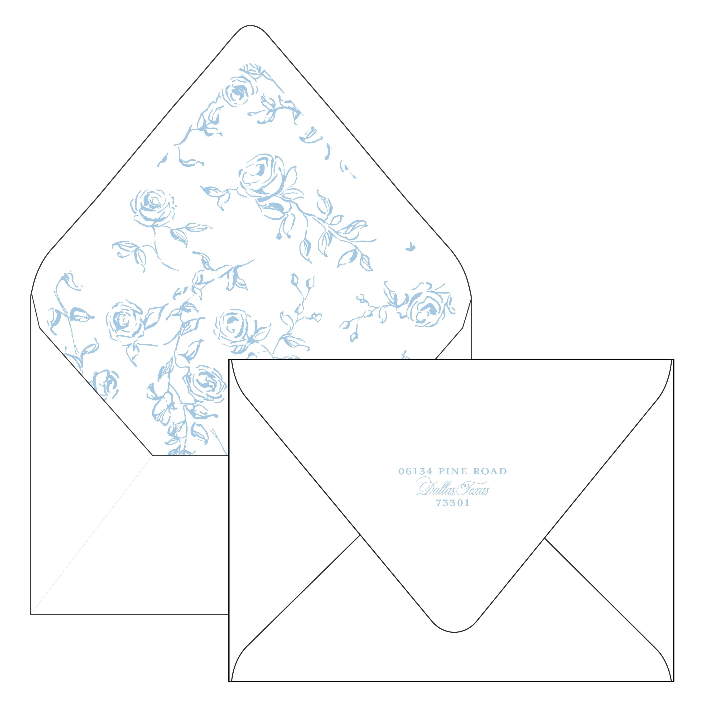 pretty blue floral christmas | holiday card | digital printed