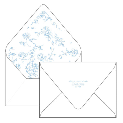 pretty blue floral christmas | holiday card | digital printed