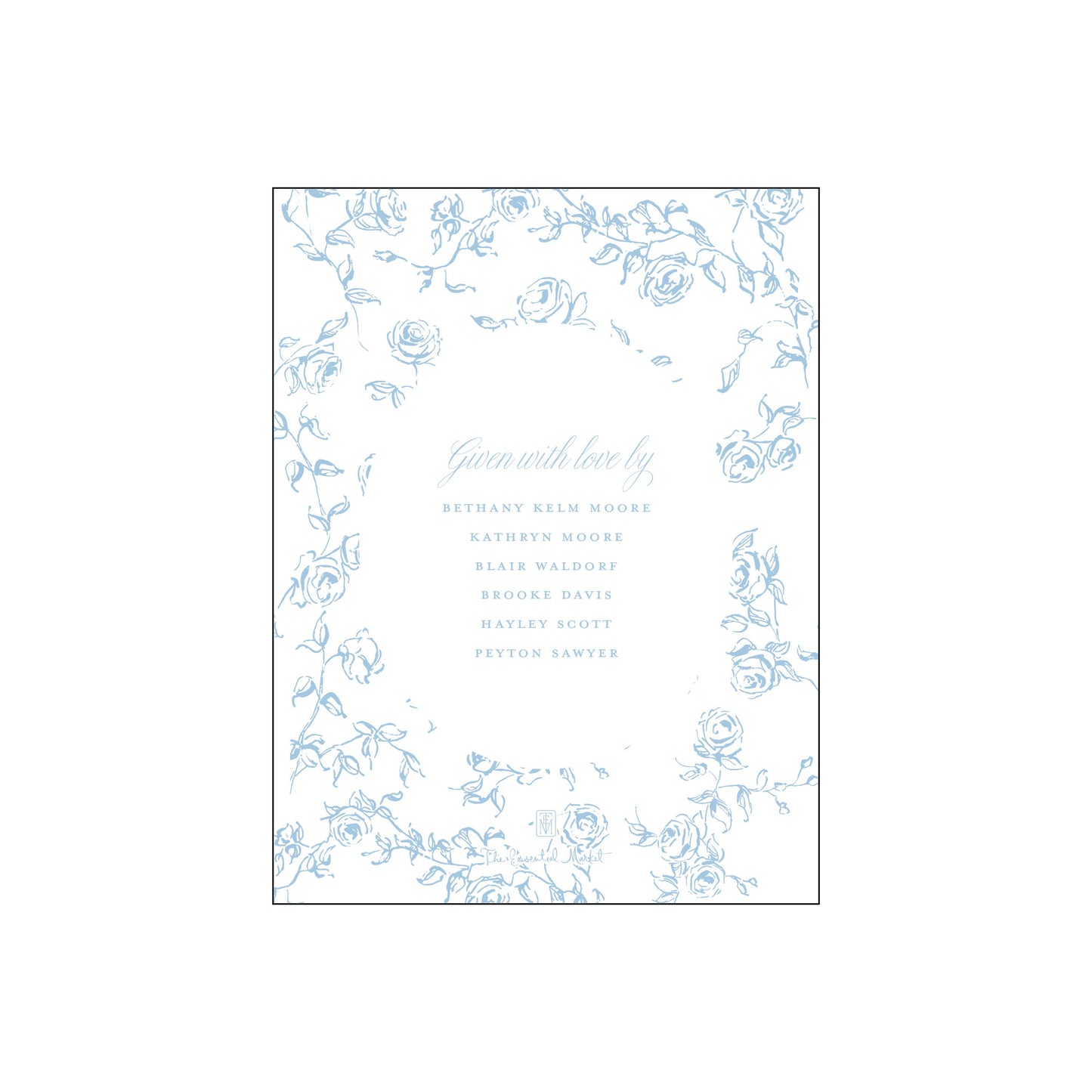 blue and white floral bridal shower | invitation