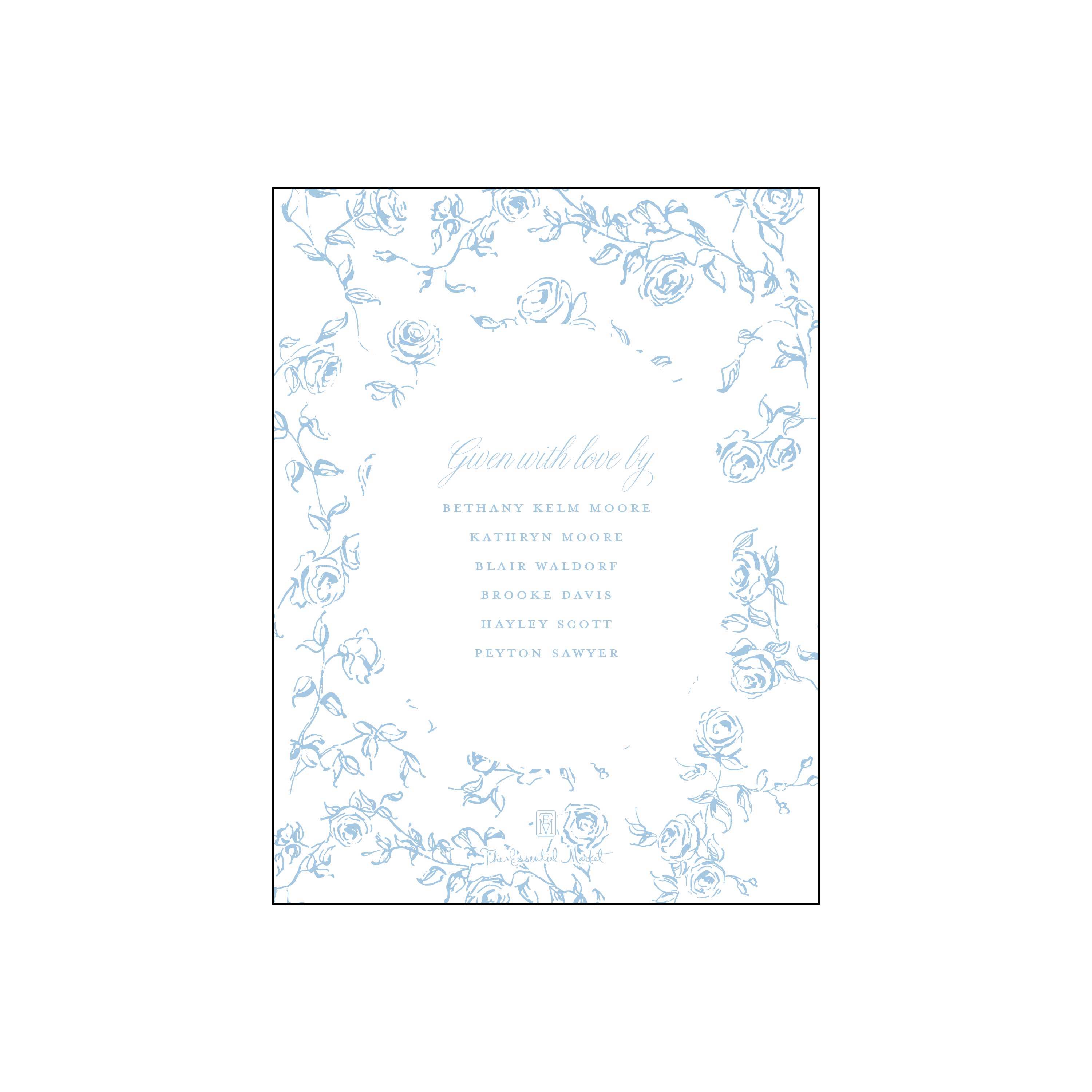 blue and white floral bridal shower | invitation