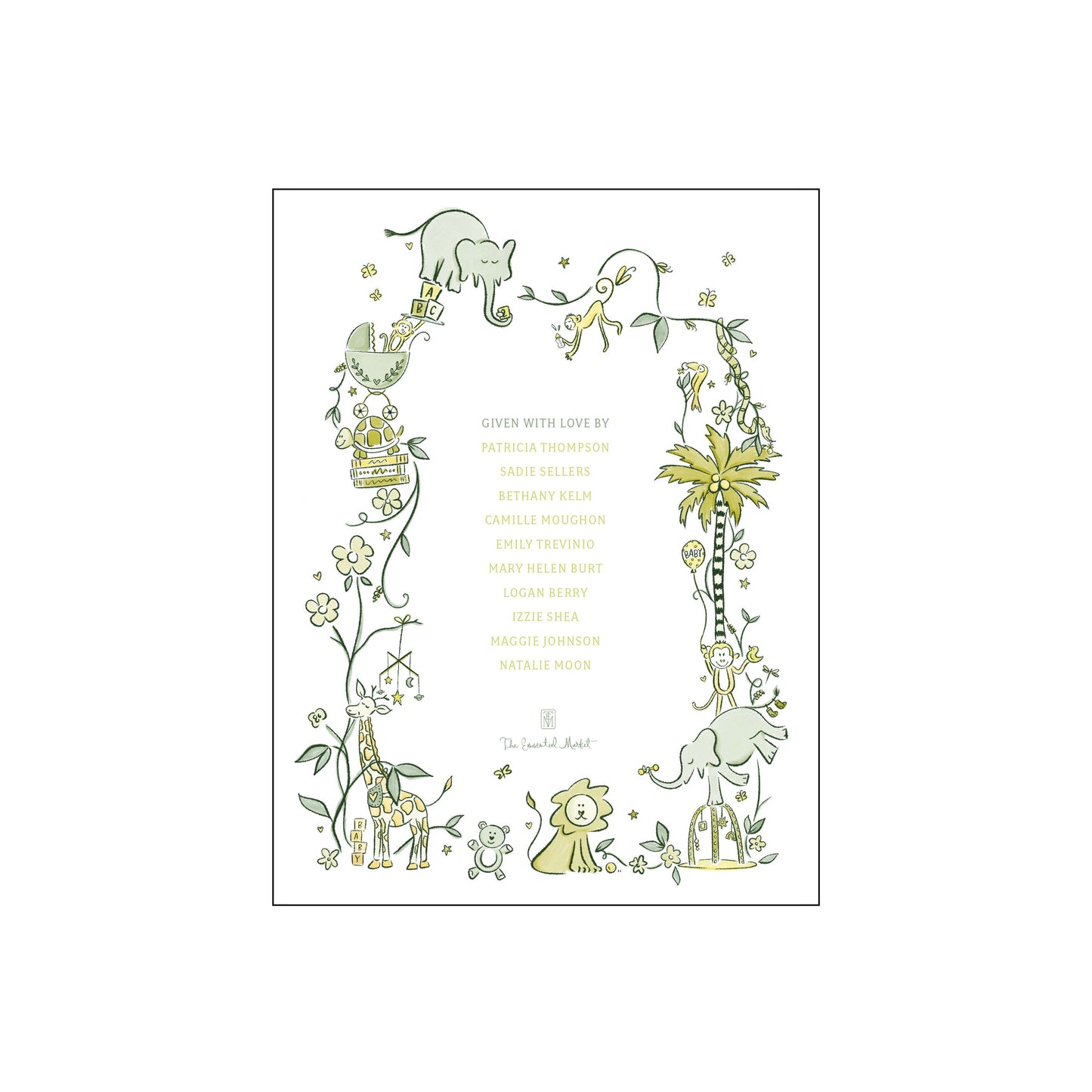 wild about baby | invitation | green and yellow