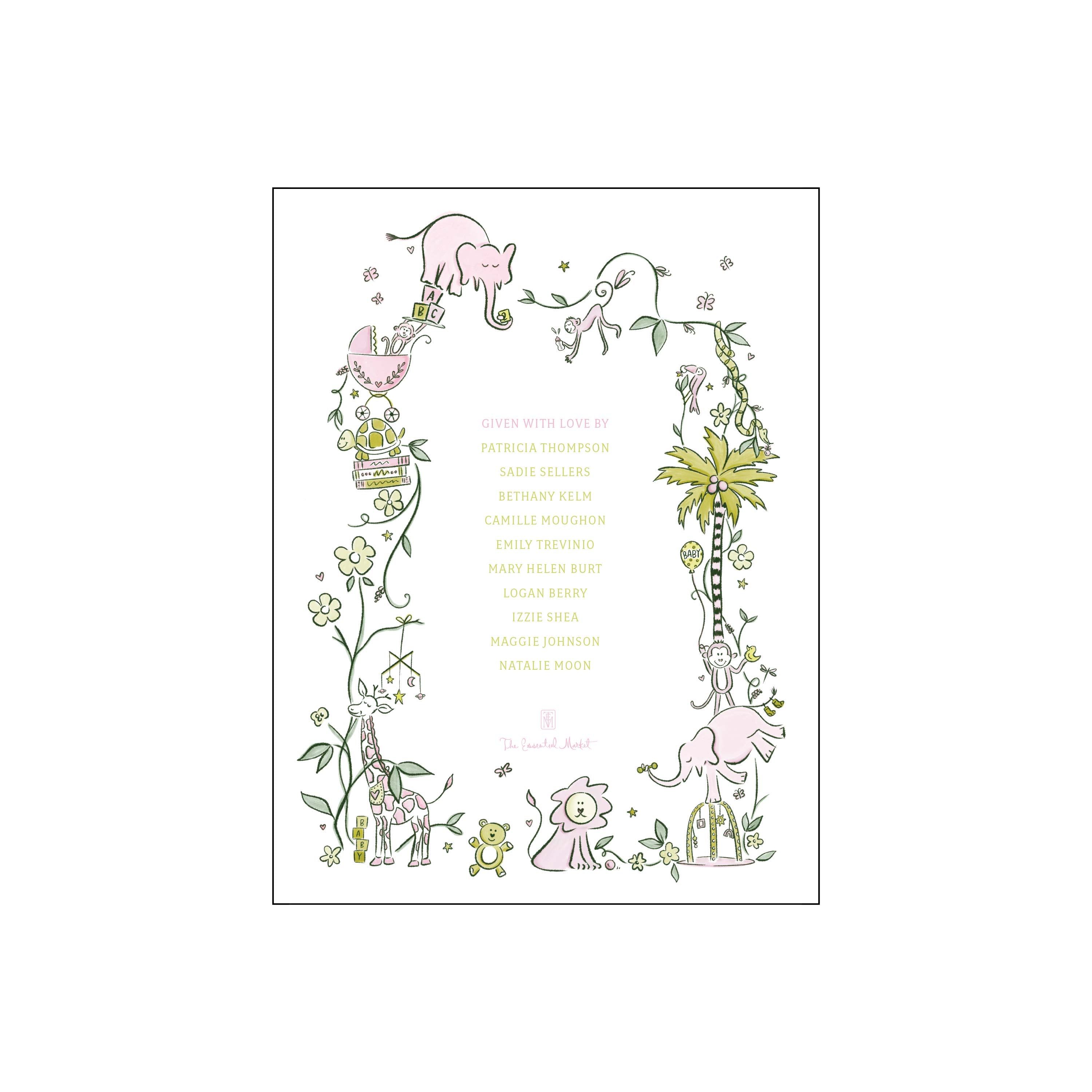 wild about baby | invitation | pink and green