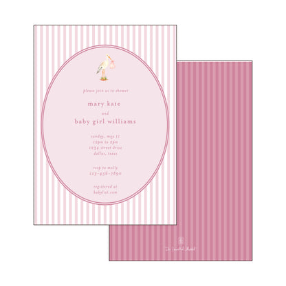 baby girl stork | invitation