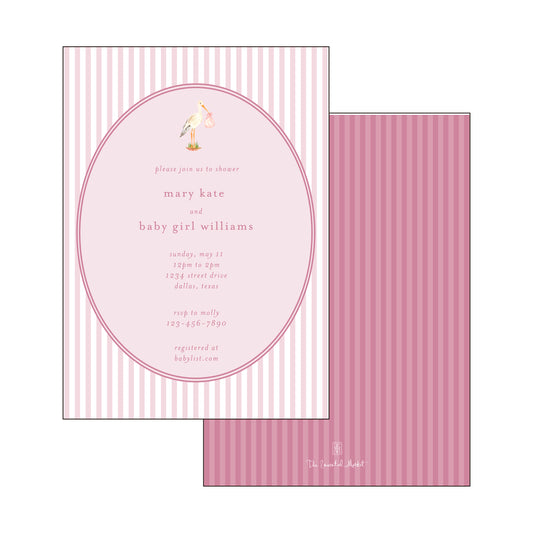 baby girl stork | invitation