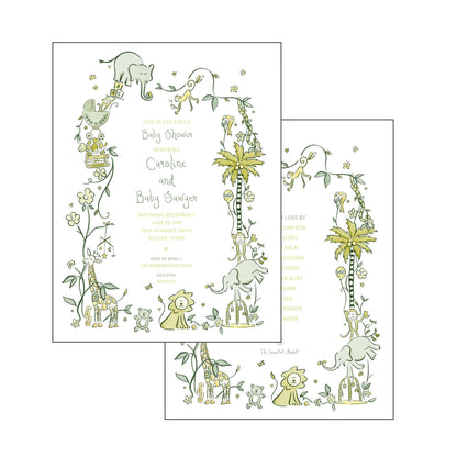 wild about baby | invitation | green and yellow