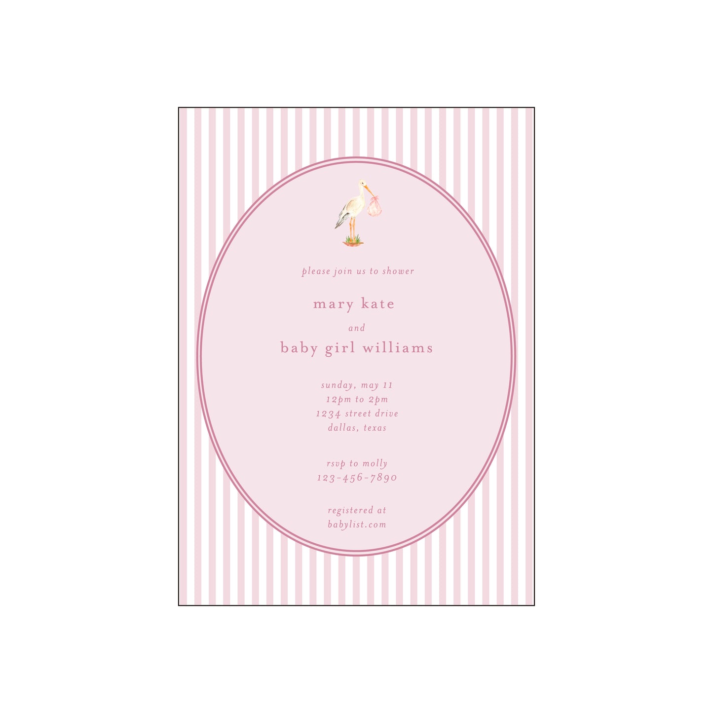 baby girl stork | invitation