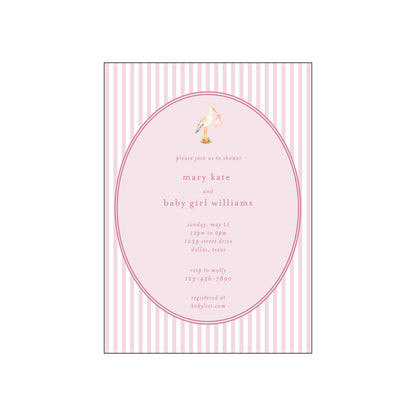baby girl stork | invitation