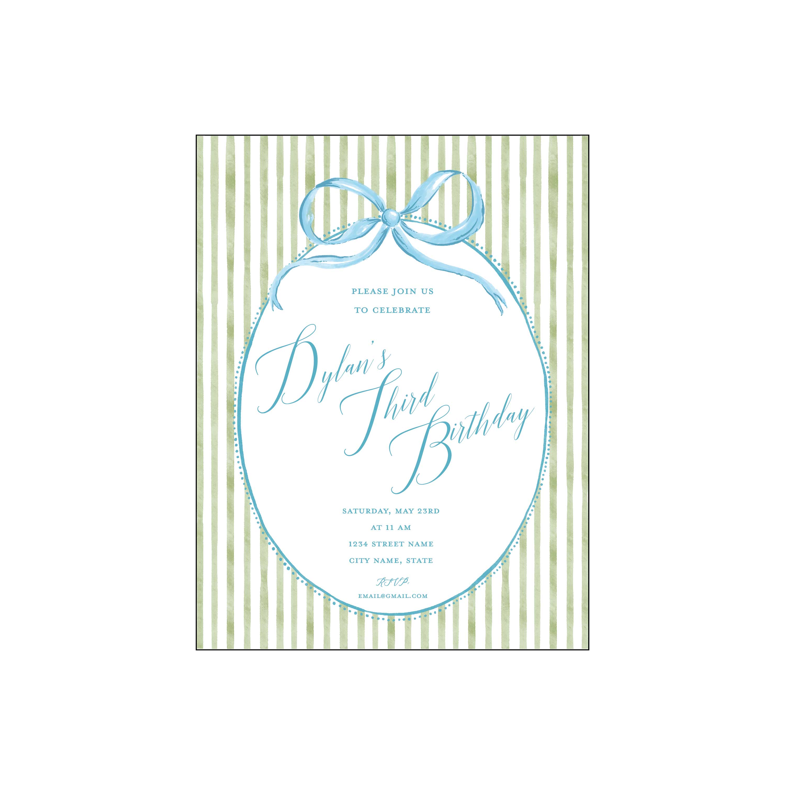 blue and green birthday | invitation